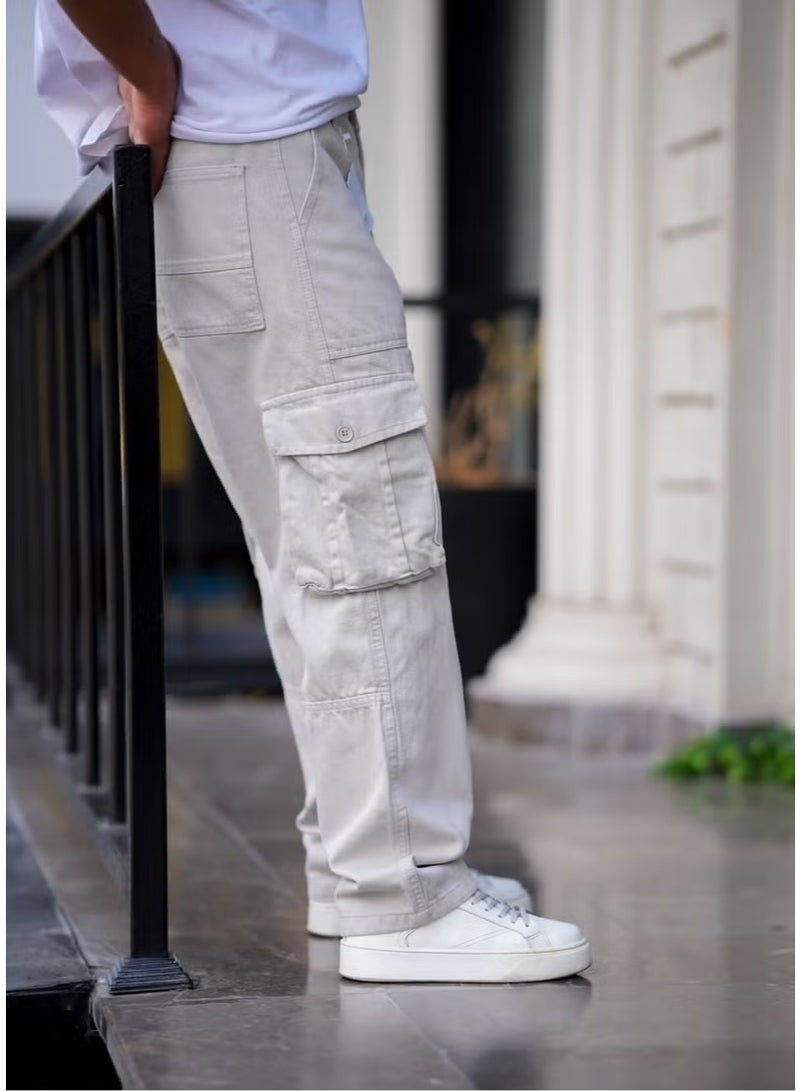 Cool Tarz Cool Style Men's Cargo Pocket Baggy Pants Gray Color - Image 2